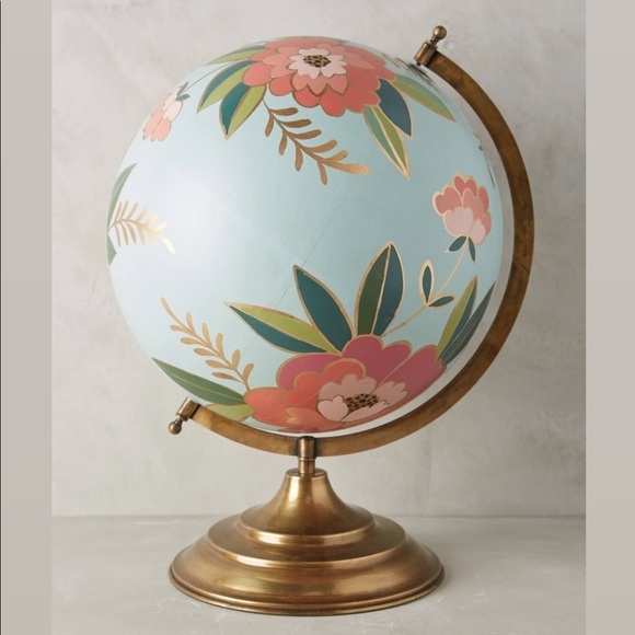 Anthropologie Floral Globe with Quote - Picture 1 of 5